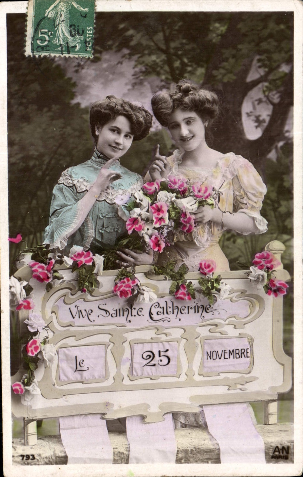 Two young women — Saint Catherine — publisher A.N. Paris, no. 793