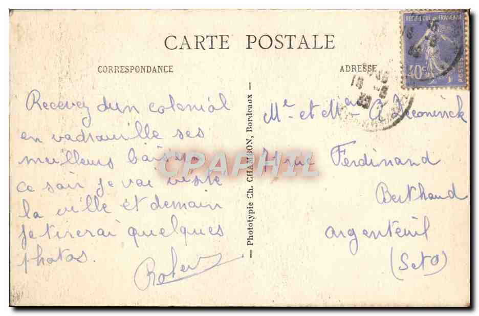 CPA Bordeaux La Grosse Cloche A la Dame Blanche  — Verso