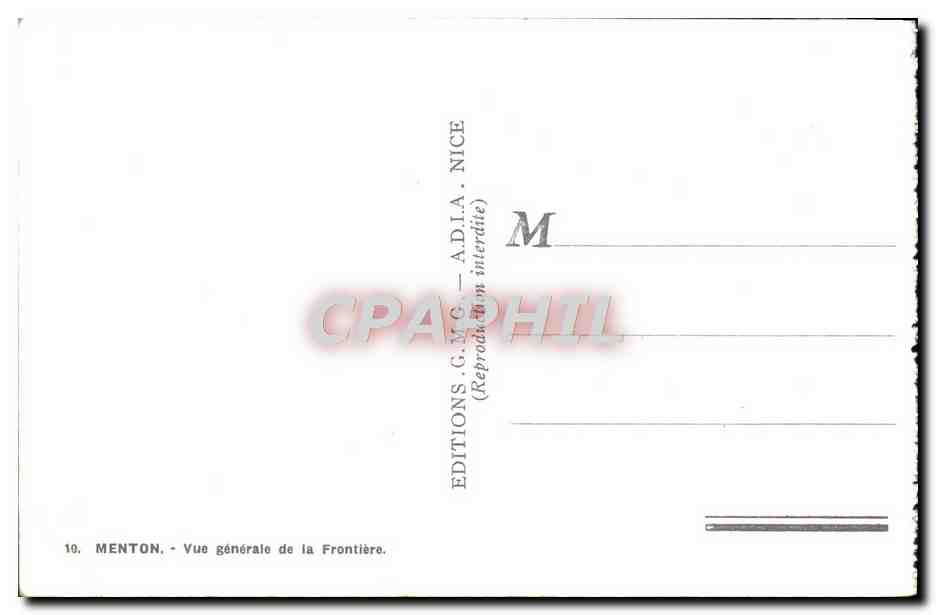 CPA Menton Vue Generale De La Frontiere — Verso