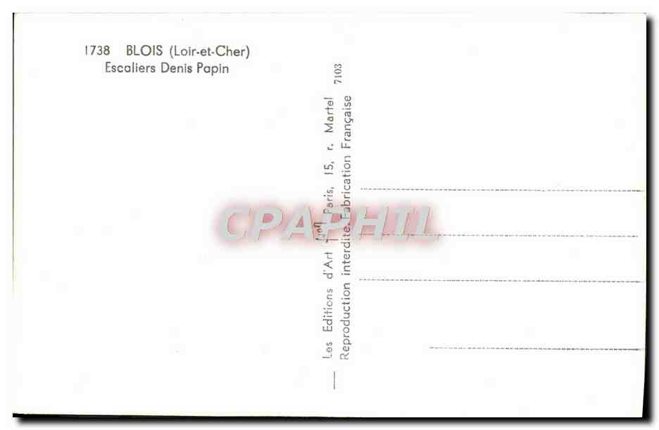 CPM Blois Escaliers Denis Papin — Rückseite