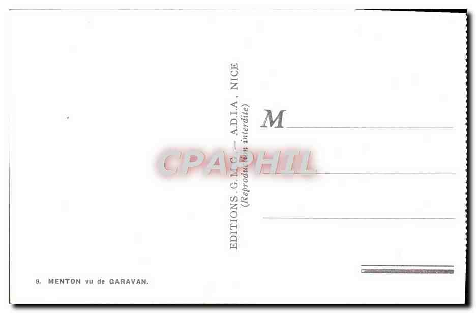 CPA Menton Vu De Garavan — Rückseite