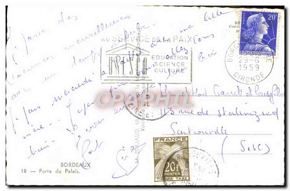 CPM Bordeaux Porte Du Palais — Verso
