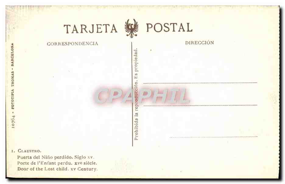 CPA Claustro Pureta Del Nino Perdido Siglo Porte De l'Enfant — Verso