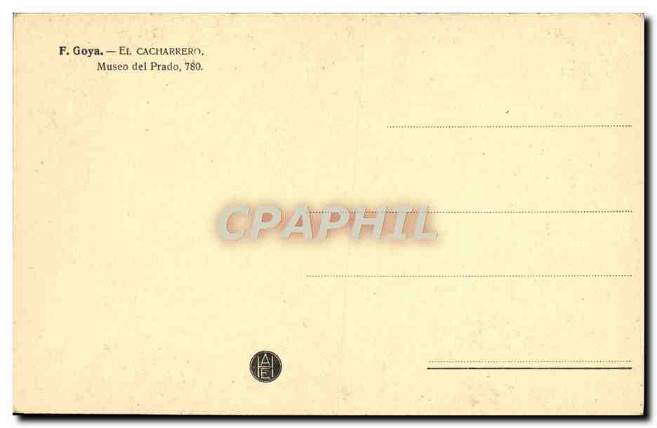 CPA Goya El Cacharrero Museo Del Prado — Verso