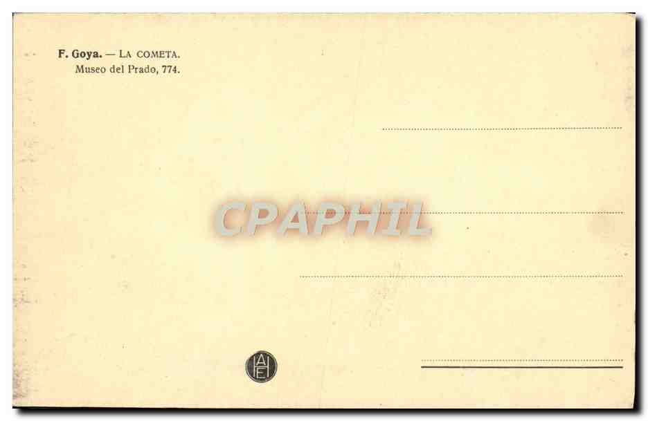 CPA Goya La Cometa Museo Del Prado Comete Espace — Back
