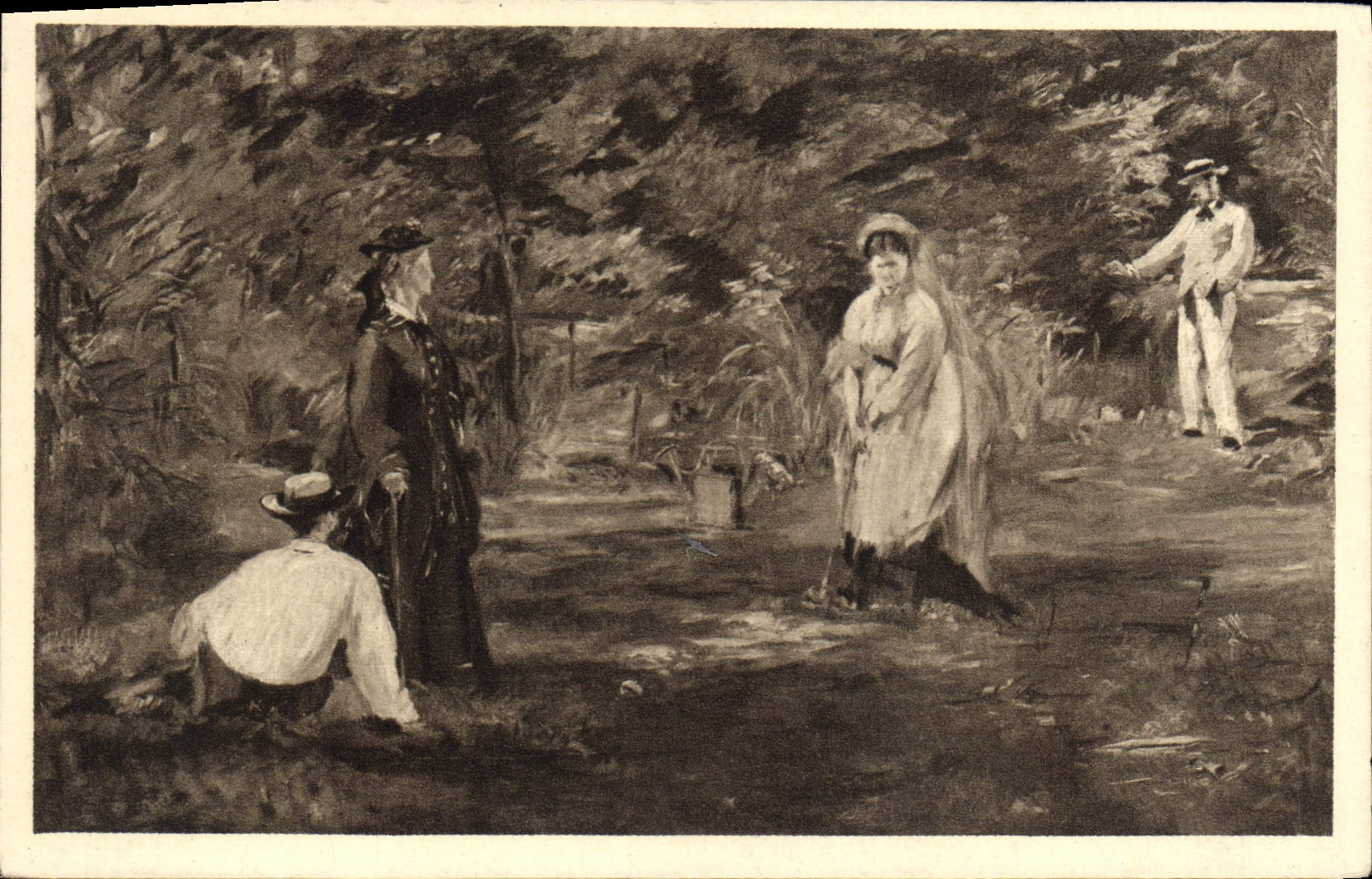 CPA Edouard Manet Die Croquetpartie