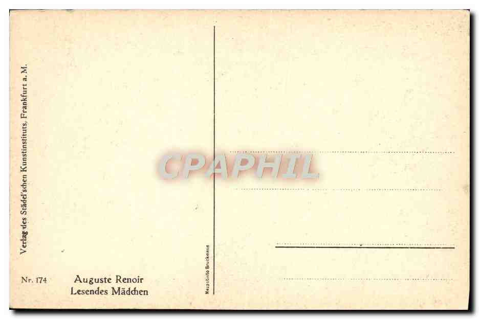 CPA Auguste Renoir Lesendes Madchen — Verso