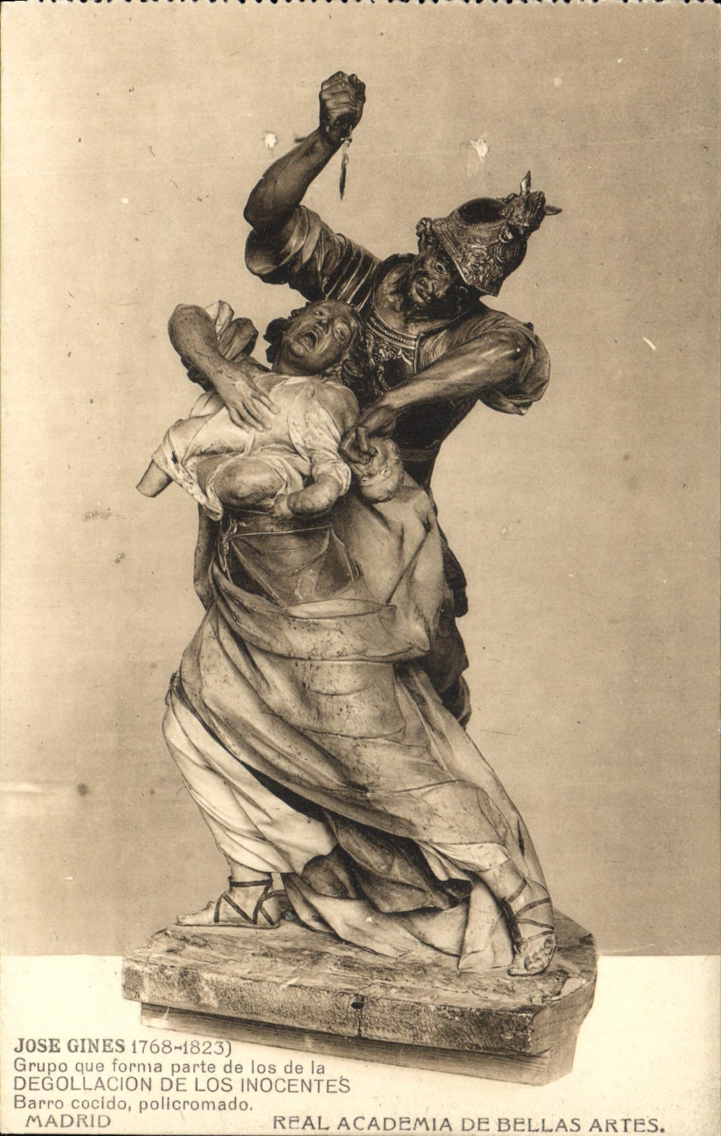 Statue de José Gines — Décollation des Innocents — Real Academia de Bellas Artes, Madrid