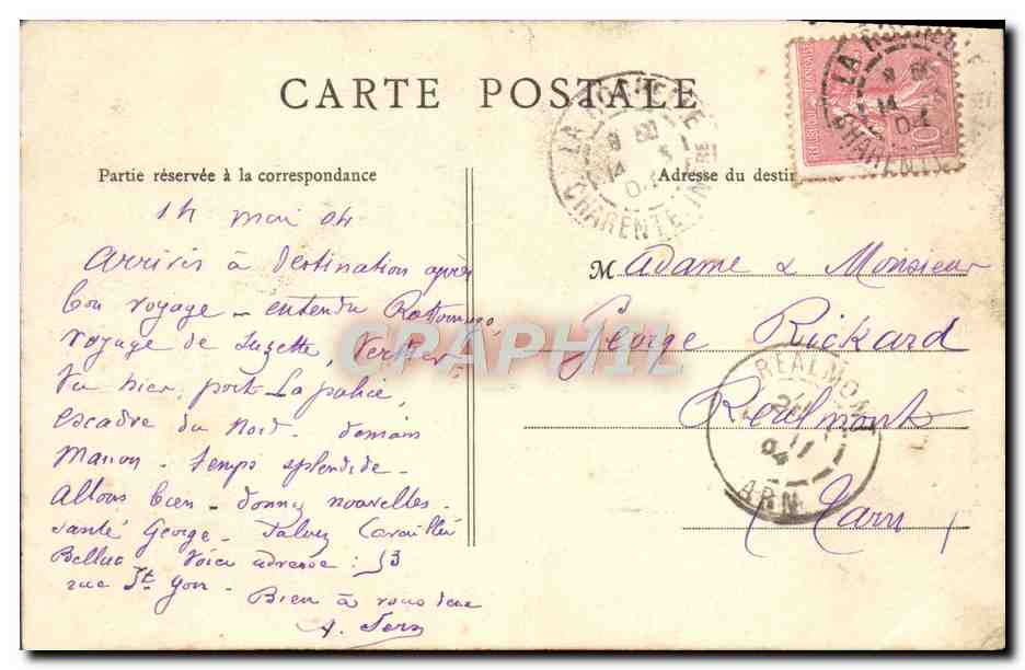 La Rochelle — Le Port de pêche et la Rade à vol d'oiseau — B.F. PARIS — Verso