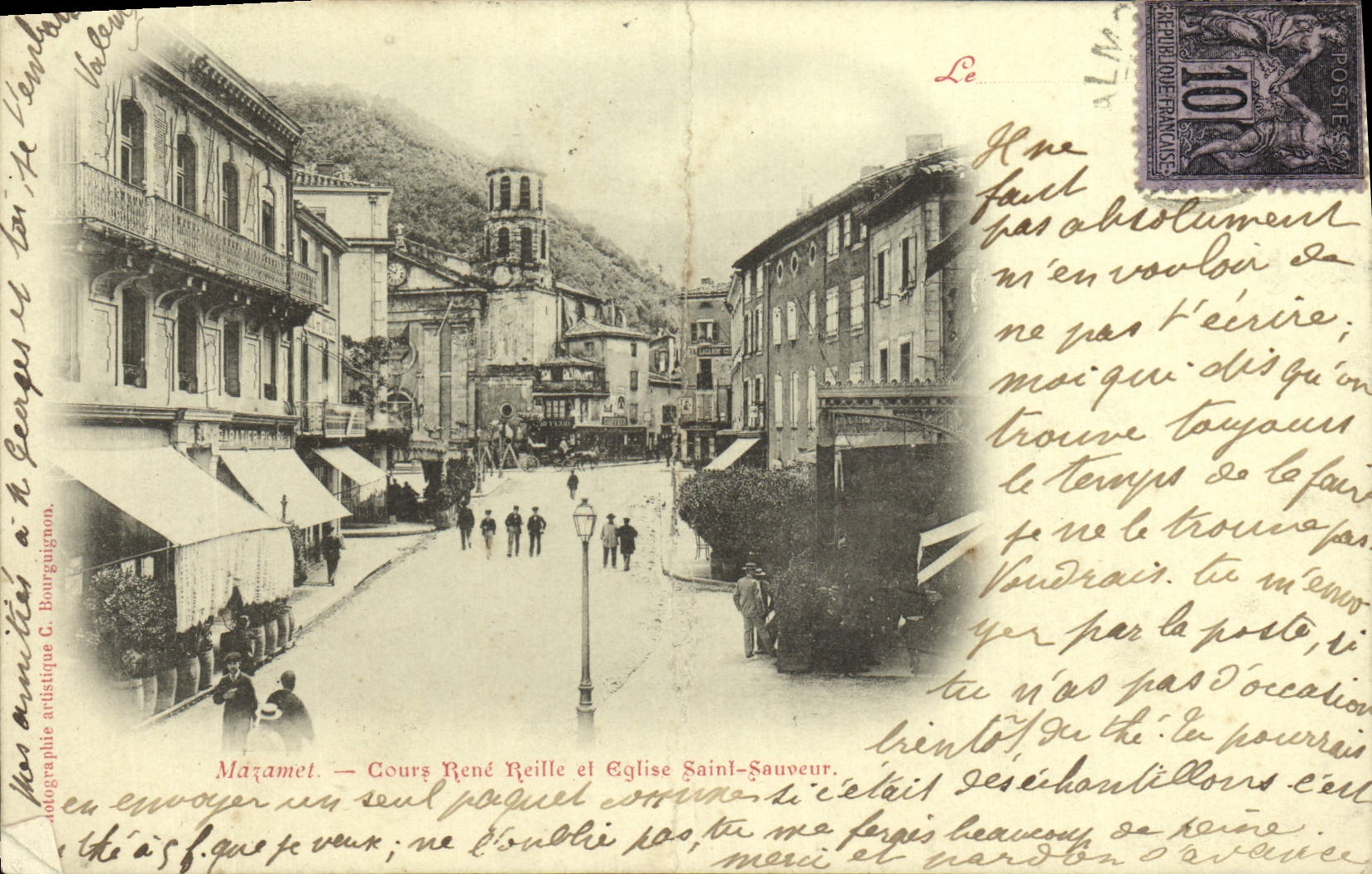 CPA La Mazamet Cours Rene Reille Et Eglise Saint Sauveur