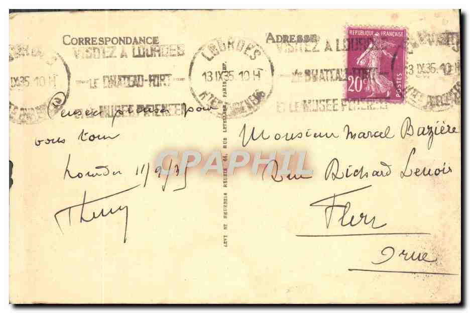 CPA Lourdes La Vallee Et La Pic Du Jer — Verso