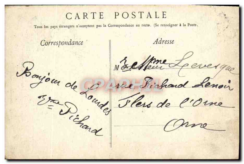 CPA Lourdes Vue Generale — Verso