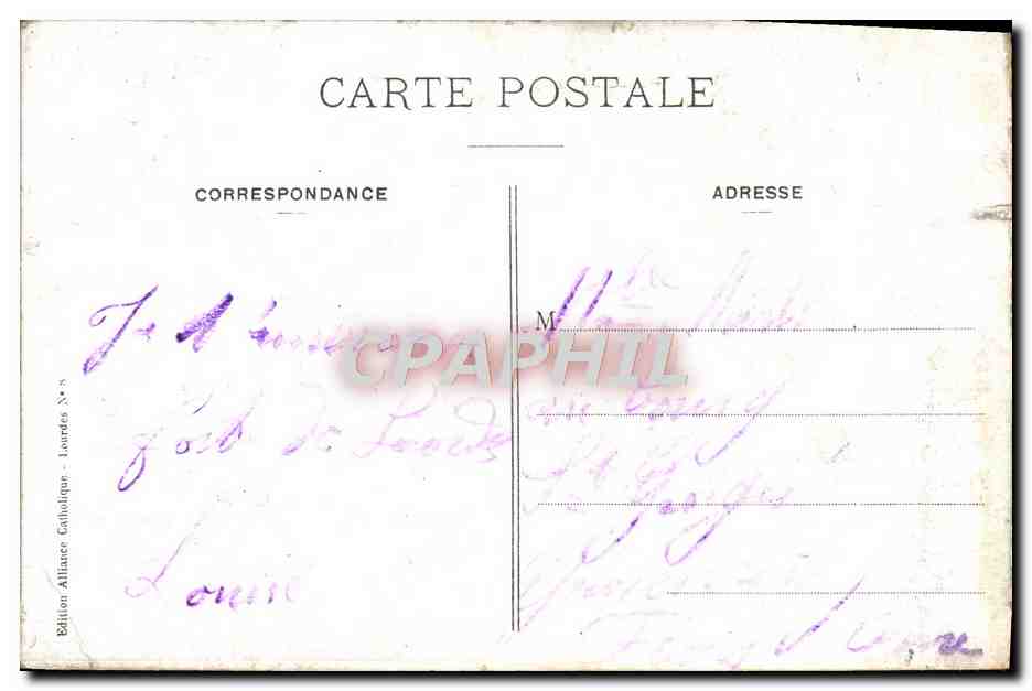 CPA Lourdes Un Sermon A La Grotte — Verso