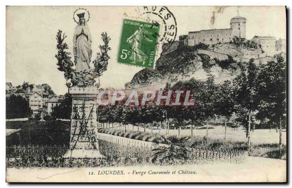 CPA Lourdes Vierge Couronnee Et Chateau