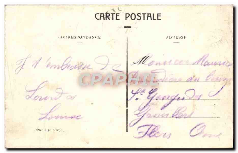 CPA Lourdes Vierge Couronnee Et Chateau — Verso