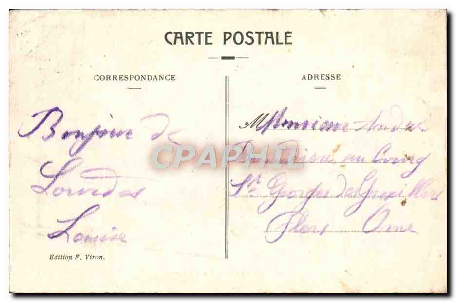 CPA Lourdes Les Piscines Attelage — Verso