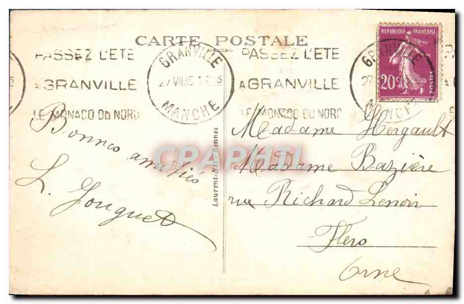 CPA Granville Le Plat Gousset Et Les Falaises — Rückseite