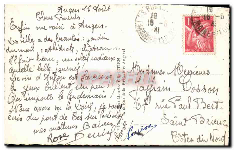 CPM Angers Le Chateau Et Ses Parterres Fleuris — Rückseite