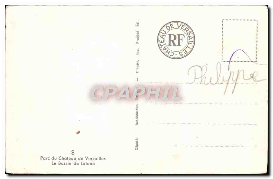 Le Bassin de Latone — Parc du Château de Versailles — Imp. Orager, Procédé 301 — Reverso