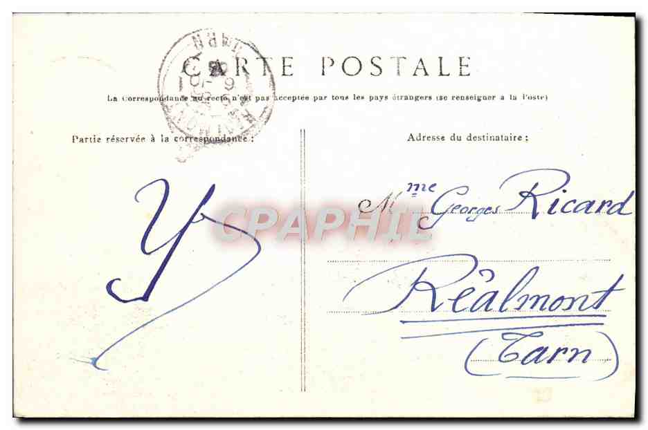 CPA Biarritz Grosse vague au rocher de la vierge  — Verso