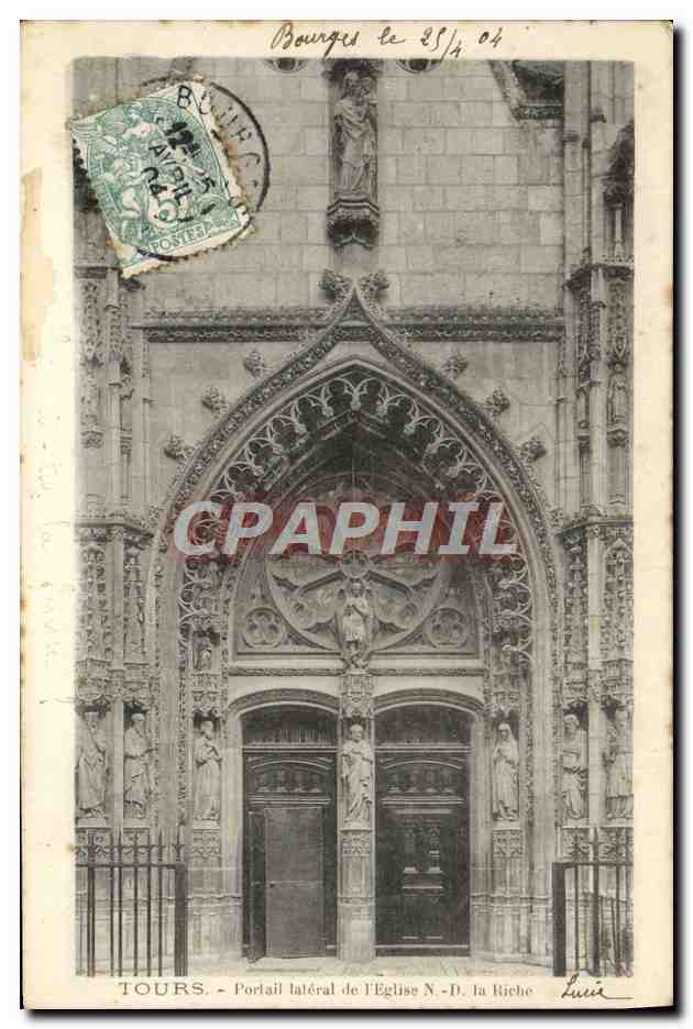 CPA Tours Portail laleral de I'eglise ND la riche 