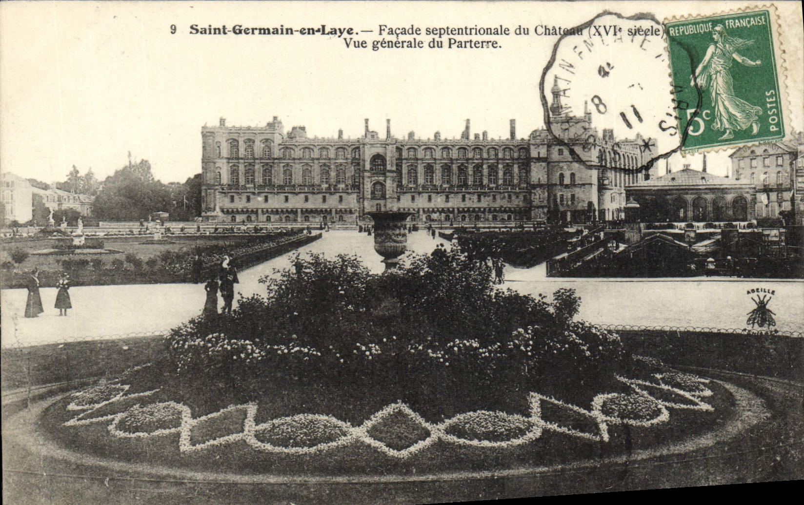 Saint-Germain-en-Laye — Nördliche Fassade des Schlosses (16. Jahrhundert) — Allgemeiner Blick auf den Parterre — Verlag Norille, Nr. 9