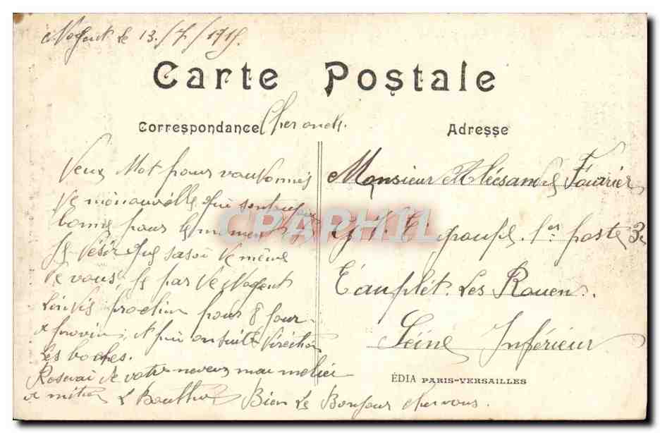 CPA Le Crime De Reims Le Ravage des vitraux Militaria — Verso