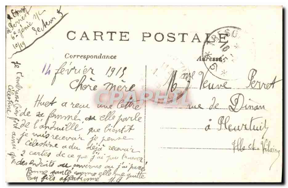 Antike Ansichtskarte Antike Ansichtskarte La Grande Guerre Sermaize les Bains Hotel de ville Militaria — Rückseite