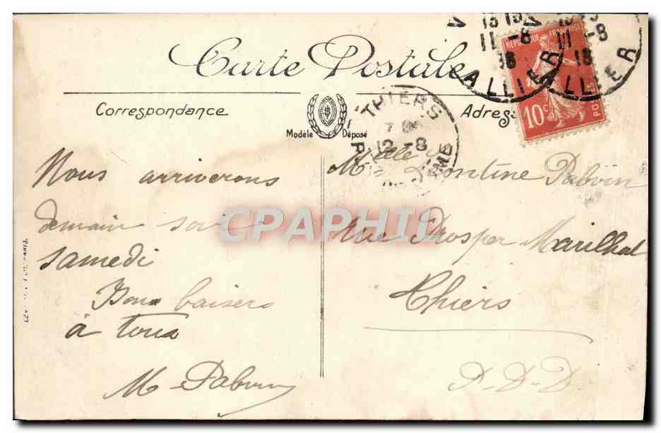 CPA Vichy Vue panoramique sur I'Hopital Civil — Verso