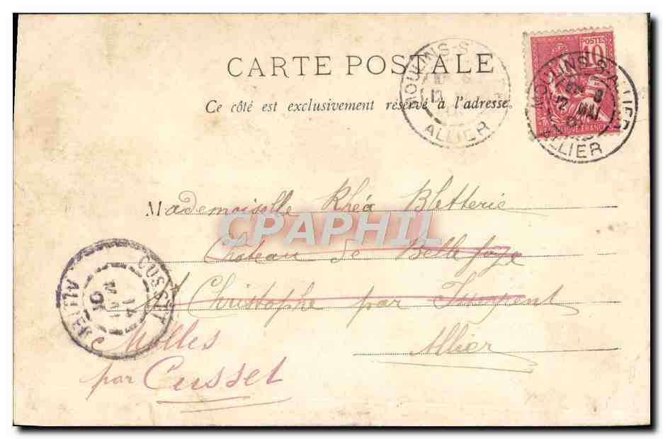 CPA Moulins Jacquemart Beffroi De L'Ancien Chateau — Verso