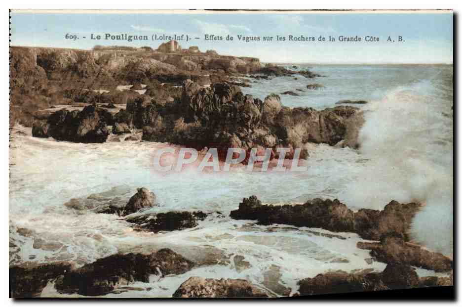 CPA Le Pouliguen Effets de Vagues sur les Rochers de la Grande Cote