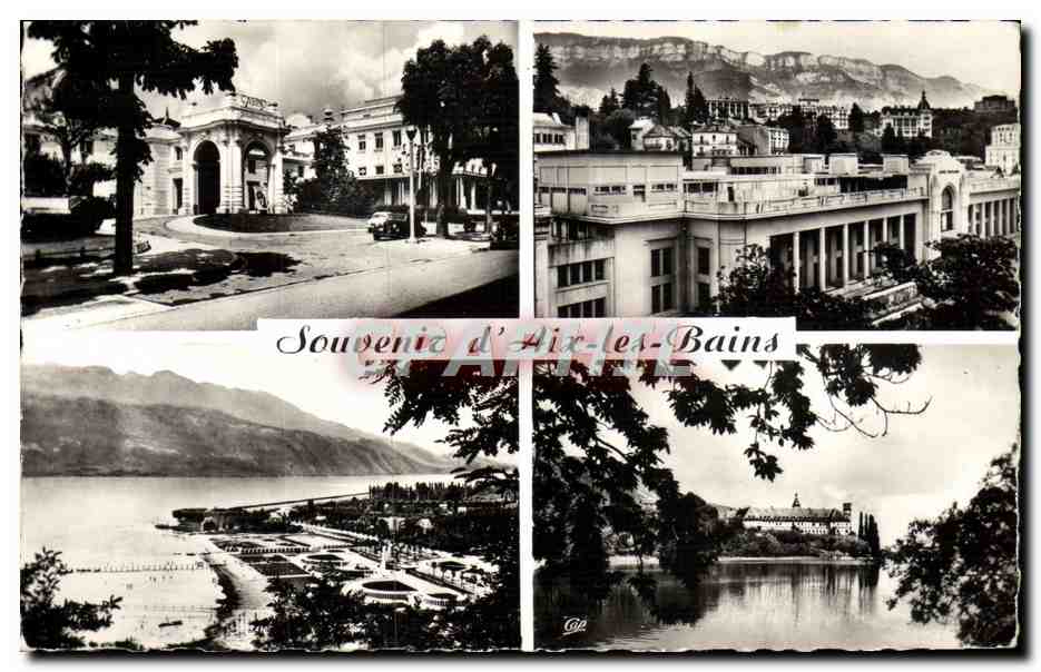 CPM Souvenir d'Aix les Bains Le casino Grand Cercle Panorama La plage Abbaye d'Hautecombe