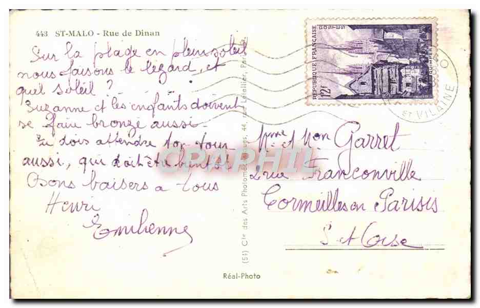 CPM Saint Malo Rue de Dinan — Reverso