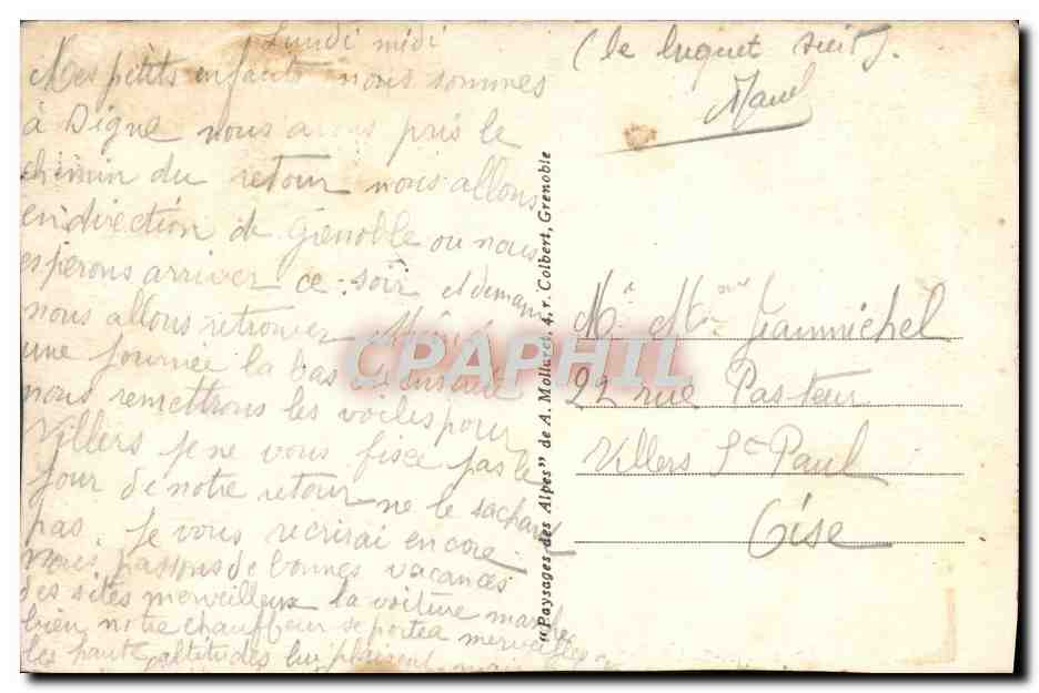CPA Digne les Bains Vue generale et les rochers de Saint Pancrase — Rückseite