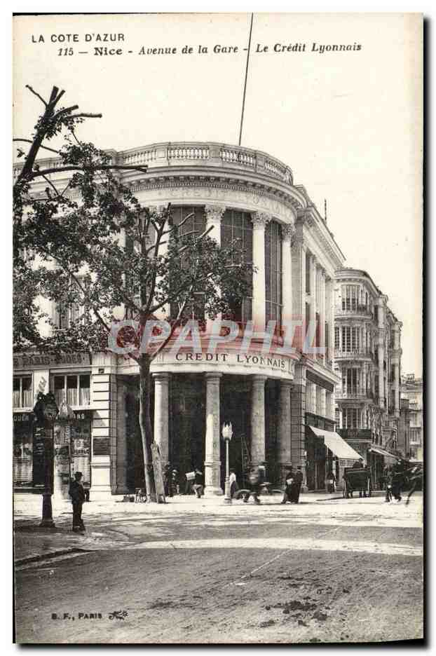 CPA La Cote D'Azur Nice Avenue de la Gare Le Credit Lyonnais Banque 