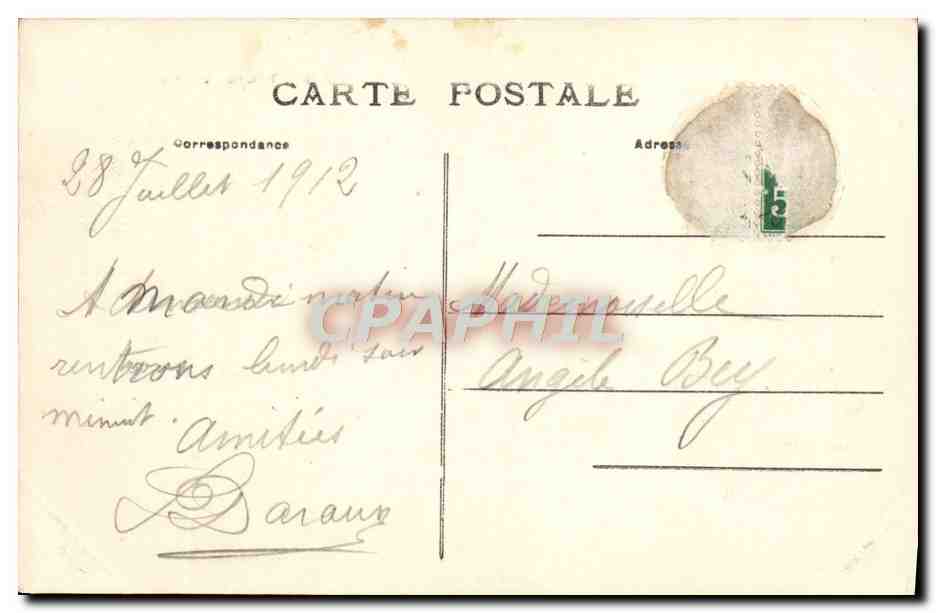 CPA Tours L'Hotel de Ville Tramway — Verso