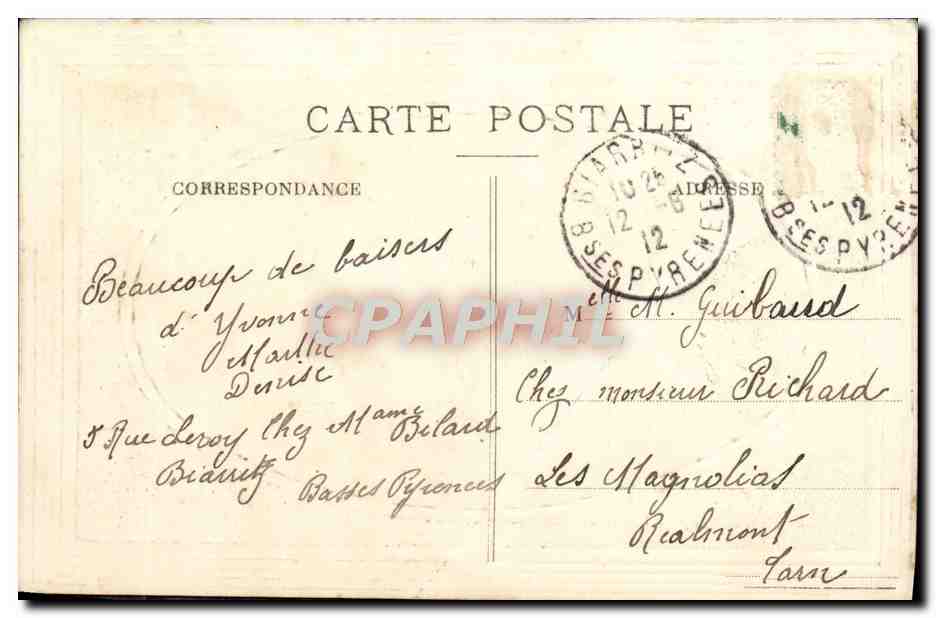 CPA Biarritz Le Rocher de la vierge — Verso