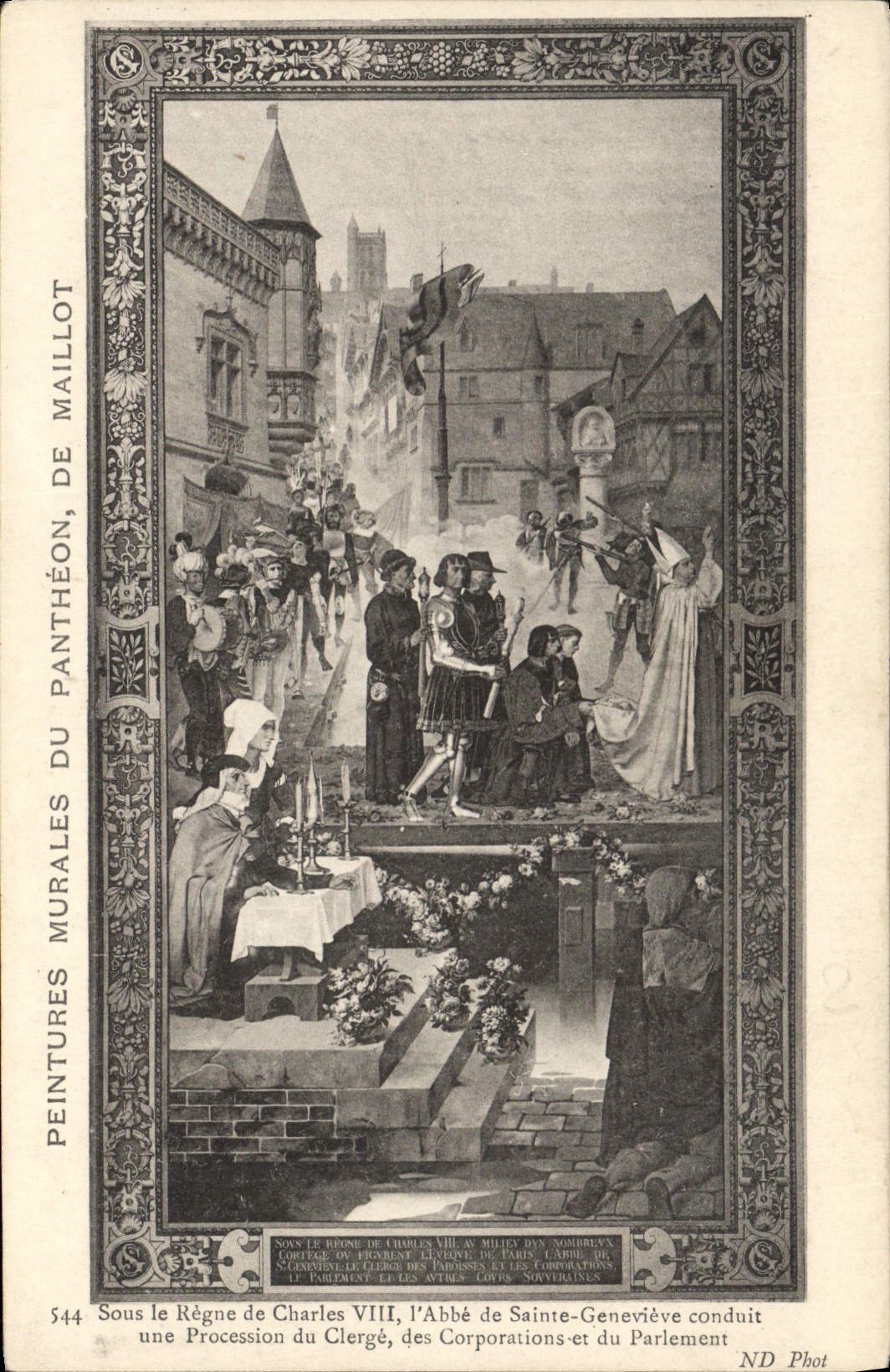 CPA Peintures Murales Du Pantheon De Maillot Abbe de Sainte Genevieve conduit une procession du clerge 