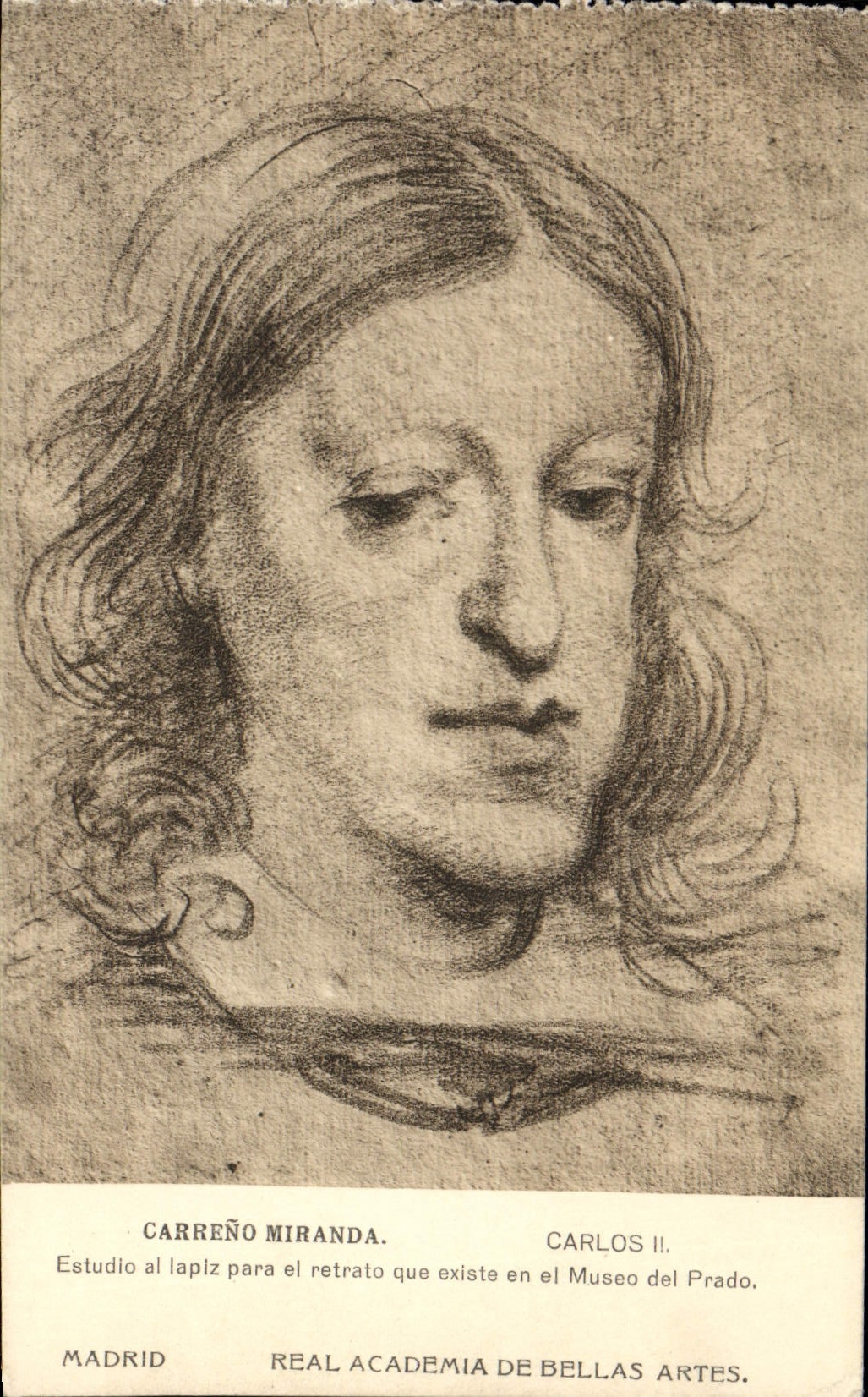CPA Carreno Miranda Carlos Estudio Al Lapiz Para El Retrato Que Existe En El Museo Del Prado Madrid