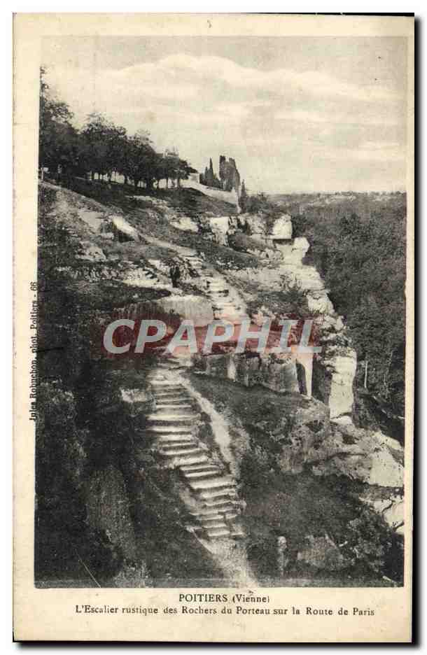 Poitiers (Vienne) — L'Escalier rustique des Rochers du Porteau sur la Route de Paris — Jules Bohmezon, n° 66