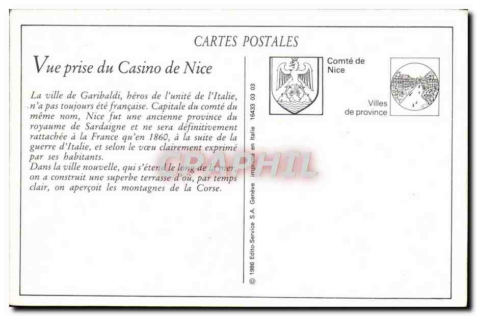REPRO Nice Vue Prise Du Casino Tramway — Rückseite