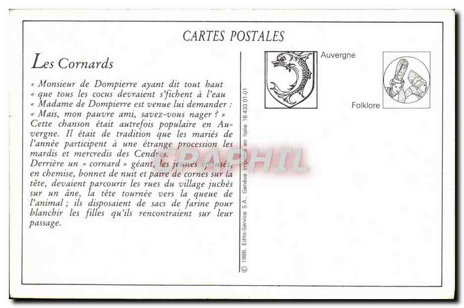 Les Cornards — Fête locale à Sauvillanges — G. Delaunay, édit., Clermont-Ferrand — Verso