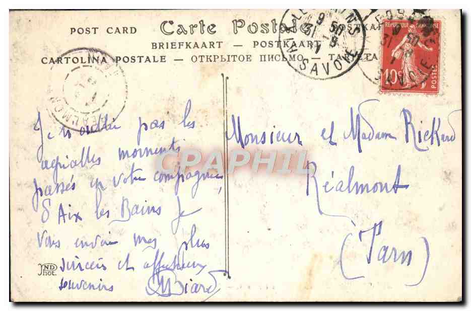 CPA Aix Les Bains La Villa des Fleurs — Verso