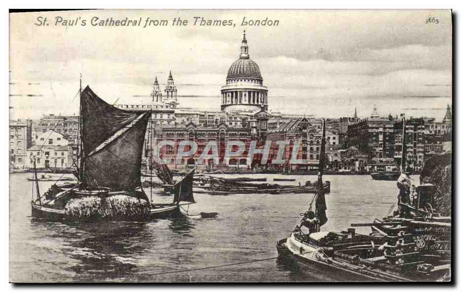 CPA St Paul's Cathedral from the Thames London Bateaux
