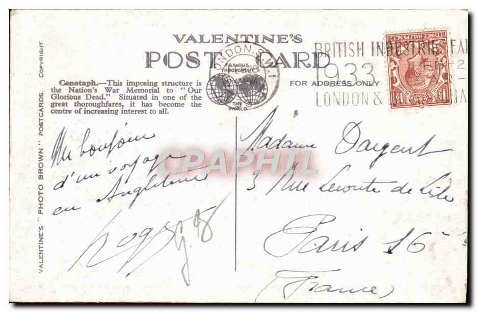 CPA The Cenotaph Whitehall London — Verso