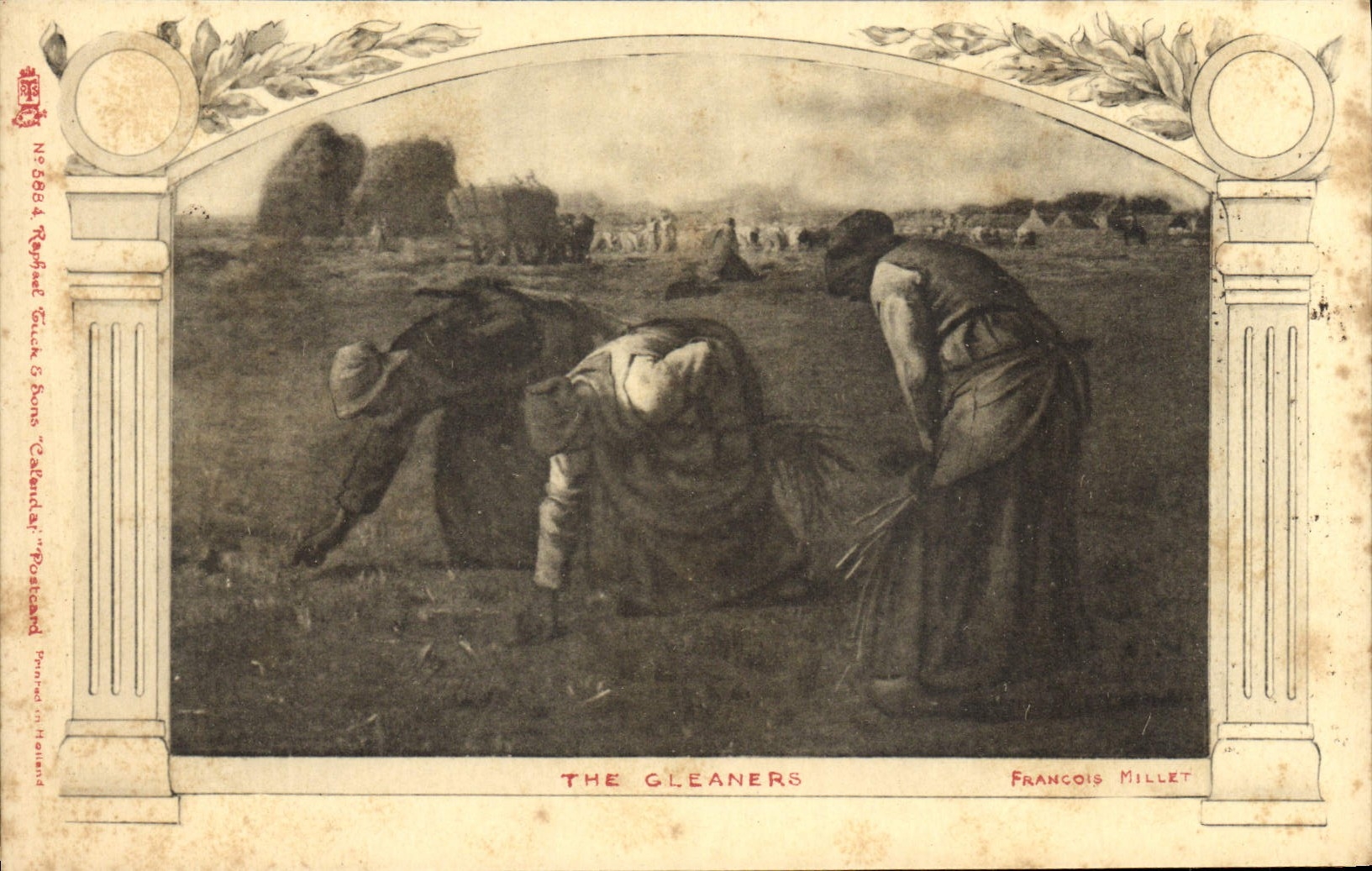 Les Moissonneuses — reproduction de l'œuvre de François Millet — éditeur Raphael Tuck & Sons, n° 5884 - Recto
