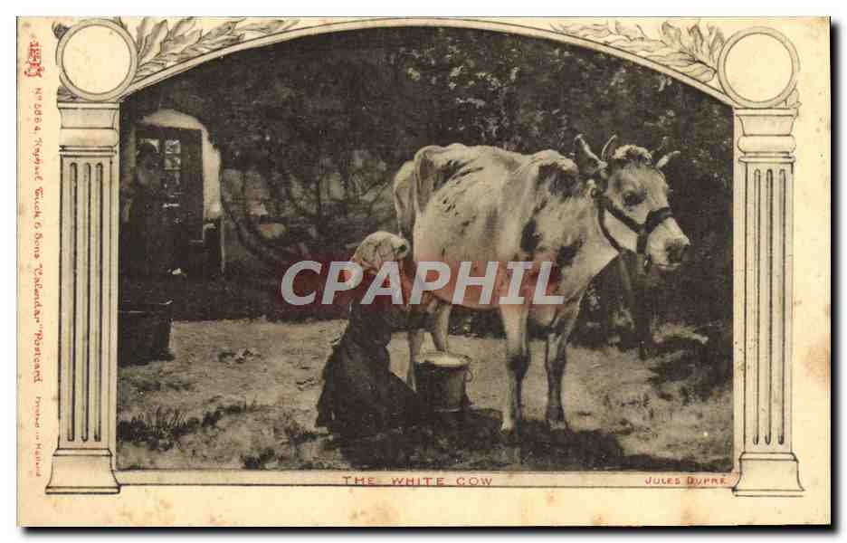 CPA The White Cow Jules Dupre Vache 