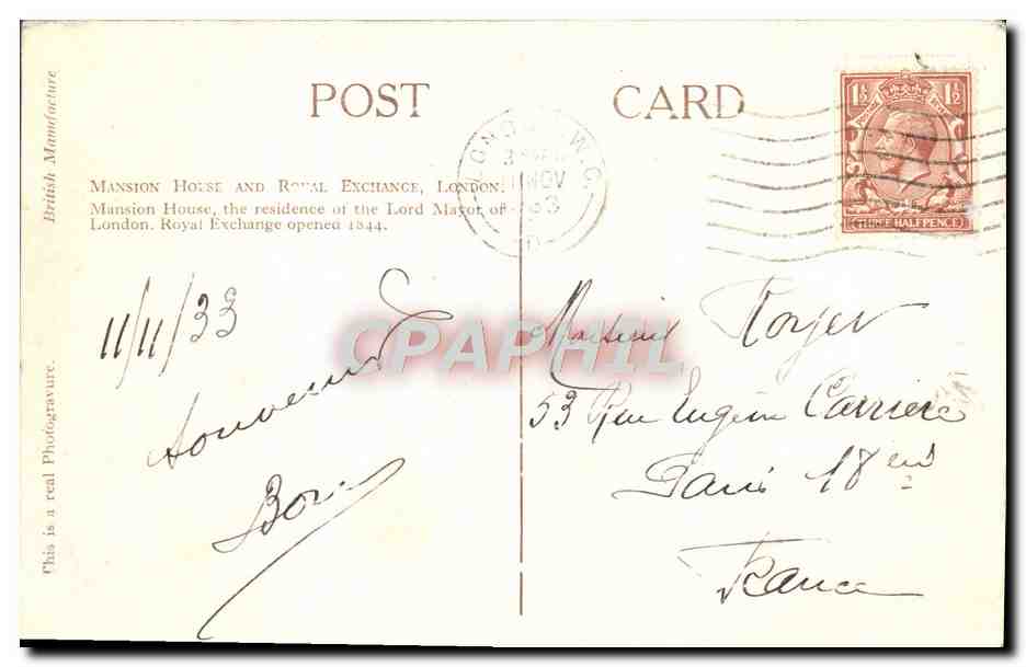 CPA Mansion House & Royal Exchange London — Verso