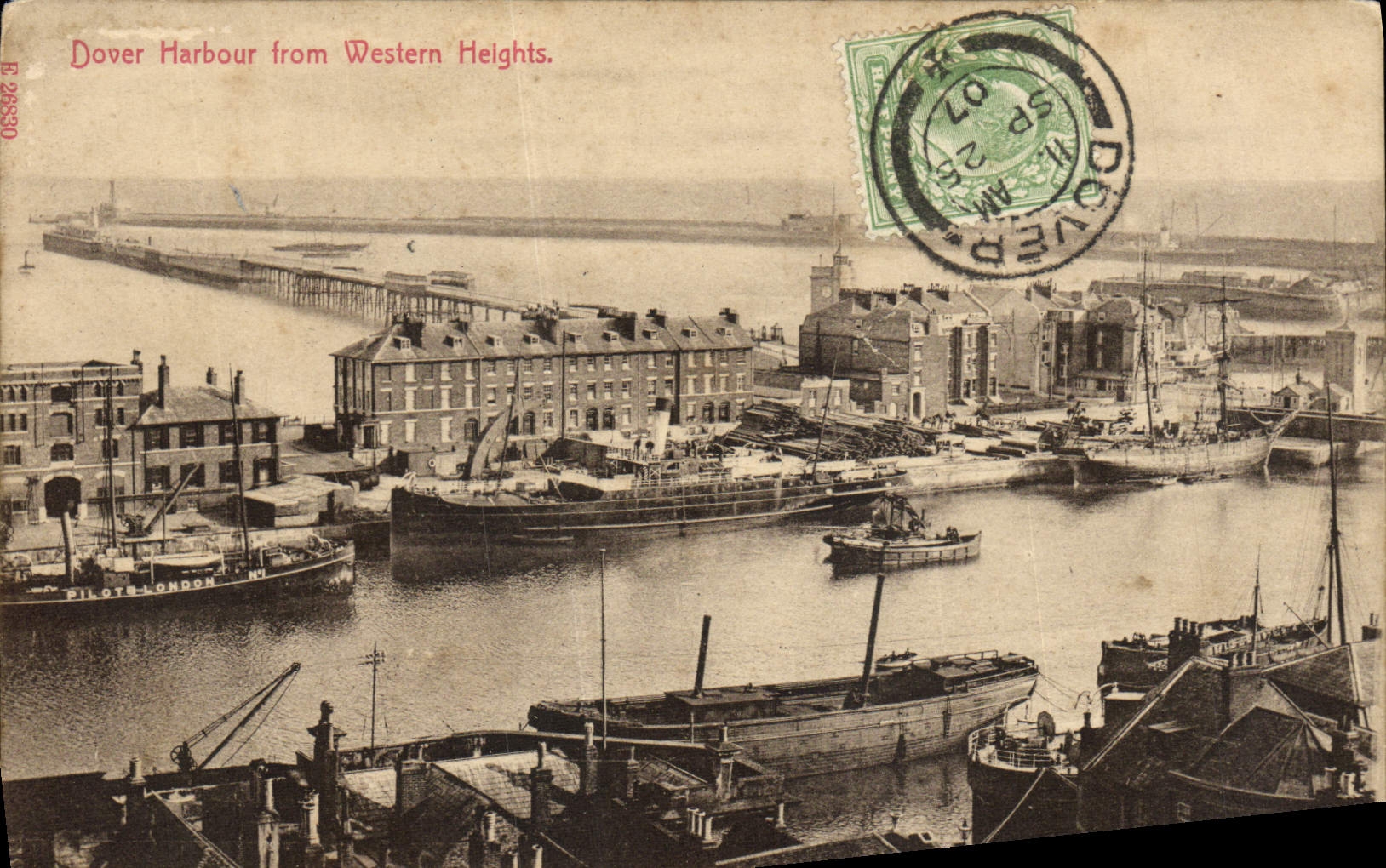 CPA Dover Harbour From Western Heights Bateaux