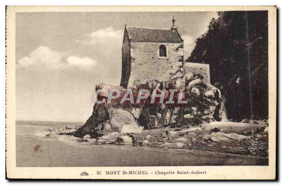 CPA Mont St Michel Chapelle Saint Aubert